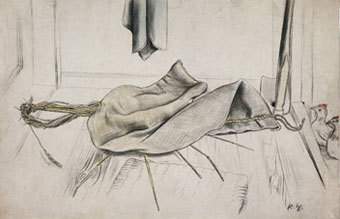 Karl Hubbuch. "Eine Ecke in der Kammer", 1924. ����������� � ����� Deutsche Bank