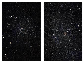 ���� ���� �� ������������ ��������� � ������������ ���������� ��������: Leo II (�����) � Fornax (������). ����� ������, ��� ��� ����������� ���������� �� ���������� �����. ���� Sloan Digital Sky Survey II.